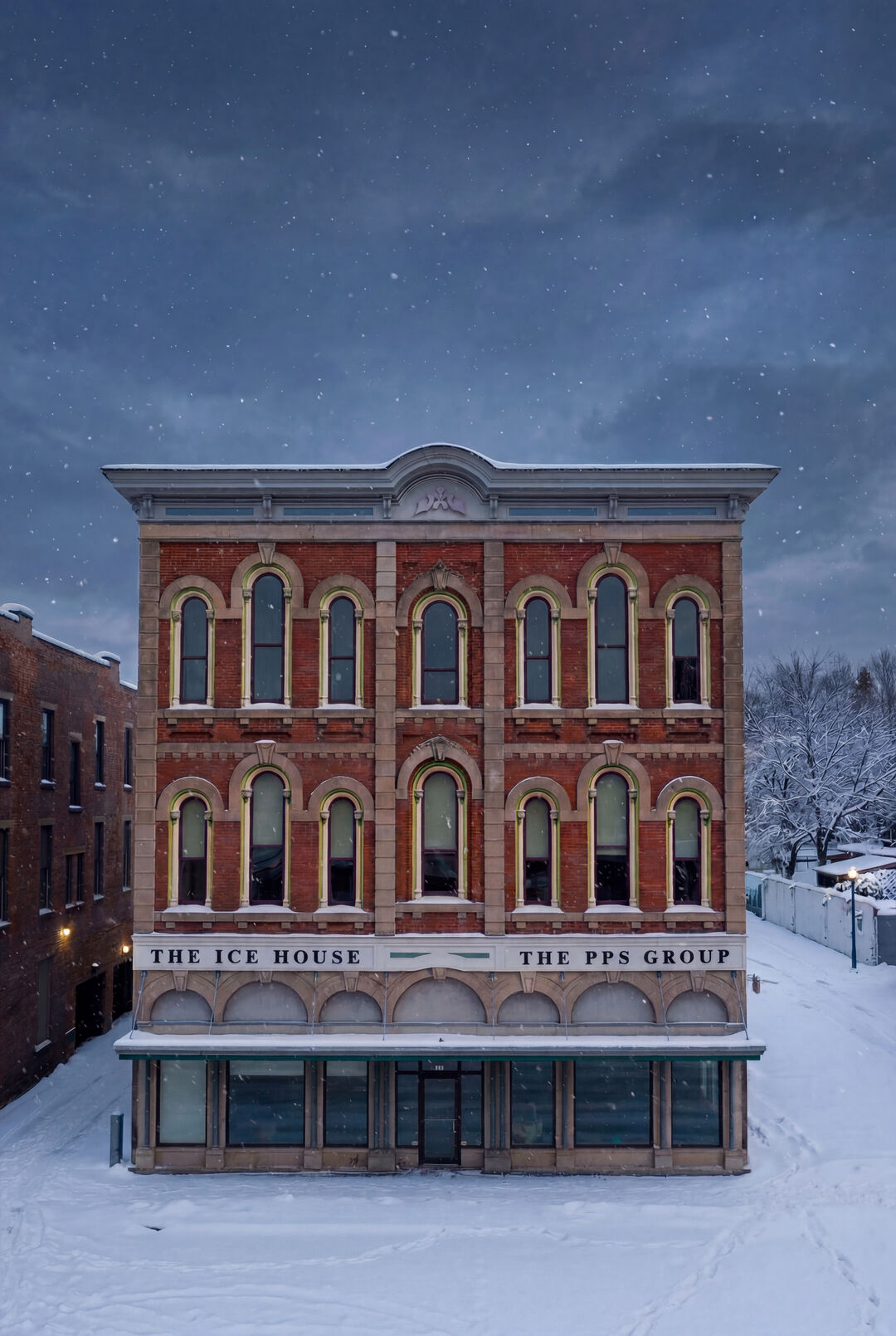 Ice House building in winter