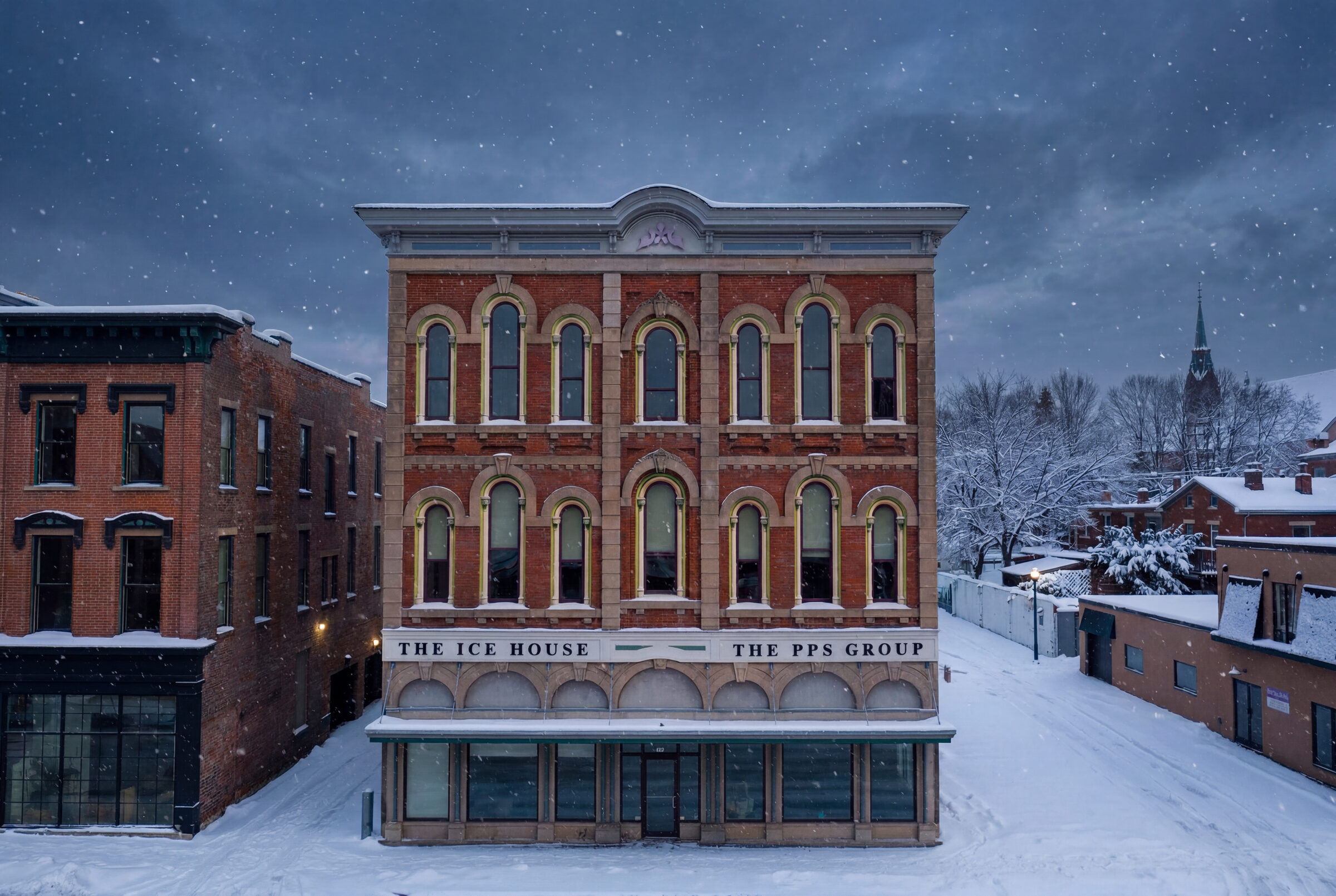 Ice House building in winter